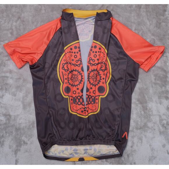 Primal Los Muertos Red Yellow Gray Cycling Jersey Full Zip Shirt Mens Size M - Picture 7 of 11